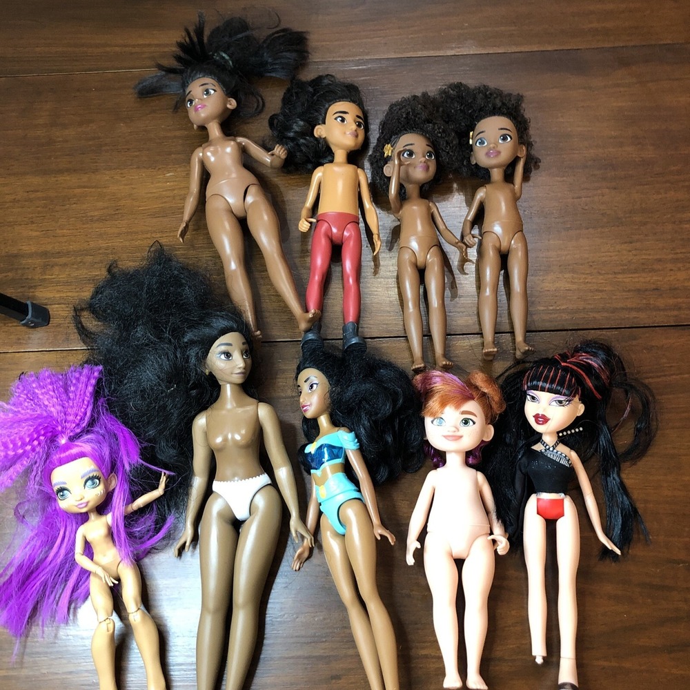 Lot Of 9 Mattel, Disney, MGA Fashion Dolls No Clothes As Is